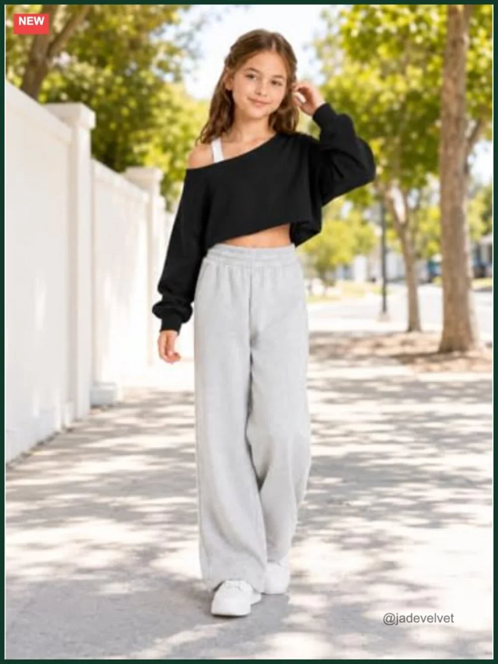 Girls Off The Shoulder Crop Top Long Sleeve Asymmetrical Sweatshirt Tween